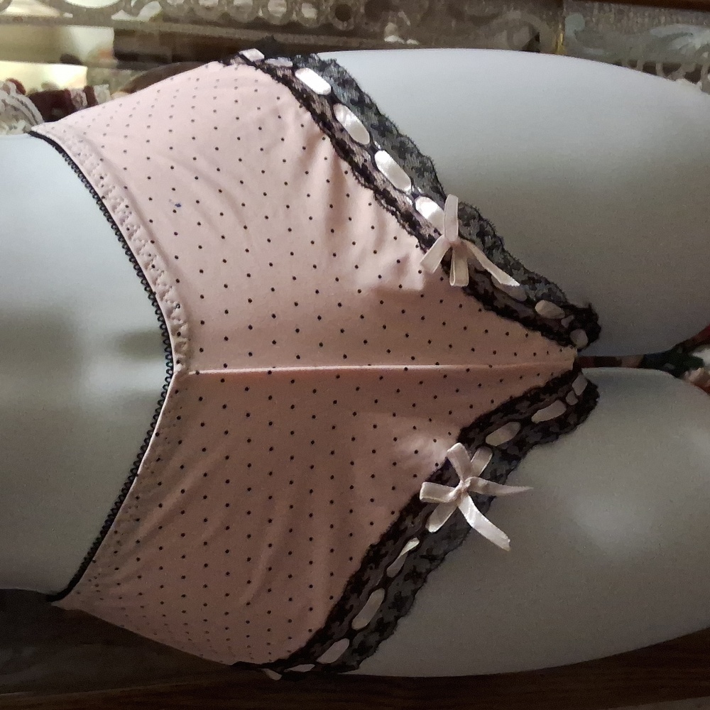 NWOT,Rampage,Pink and Black Polka Dot Lace & Ribbon Trimmed,Panties🩷🖤🩷🖤🩷🖤
